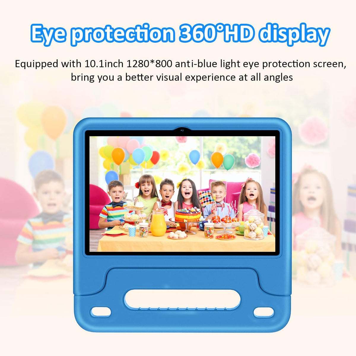 WXUNJA Android 15 Kids Tablet, 2025 Upgraded 10.1 Inch Tablets with Octa-core Processor, 6000mAh Battery, Kid Space, Parental Control,Pre-Loaded Kids Apps, 2.4/5GHZ Dual WiFi, Case Included, Blue