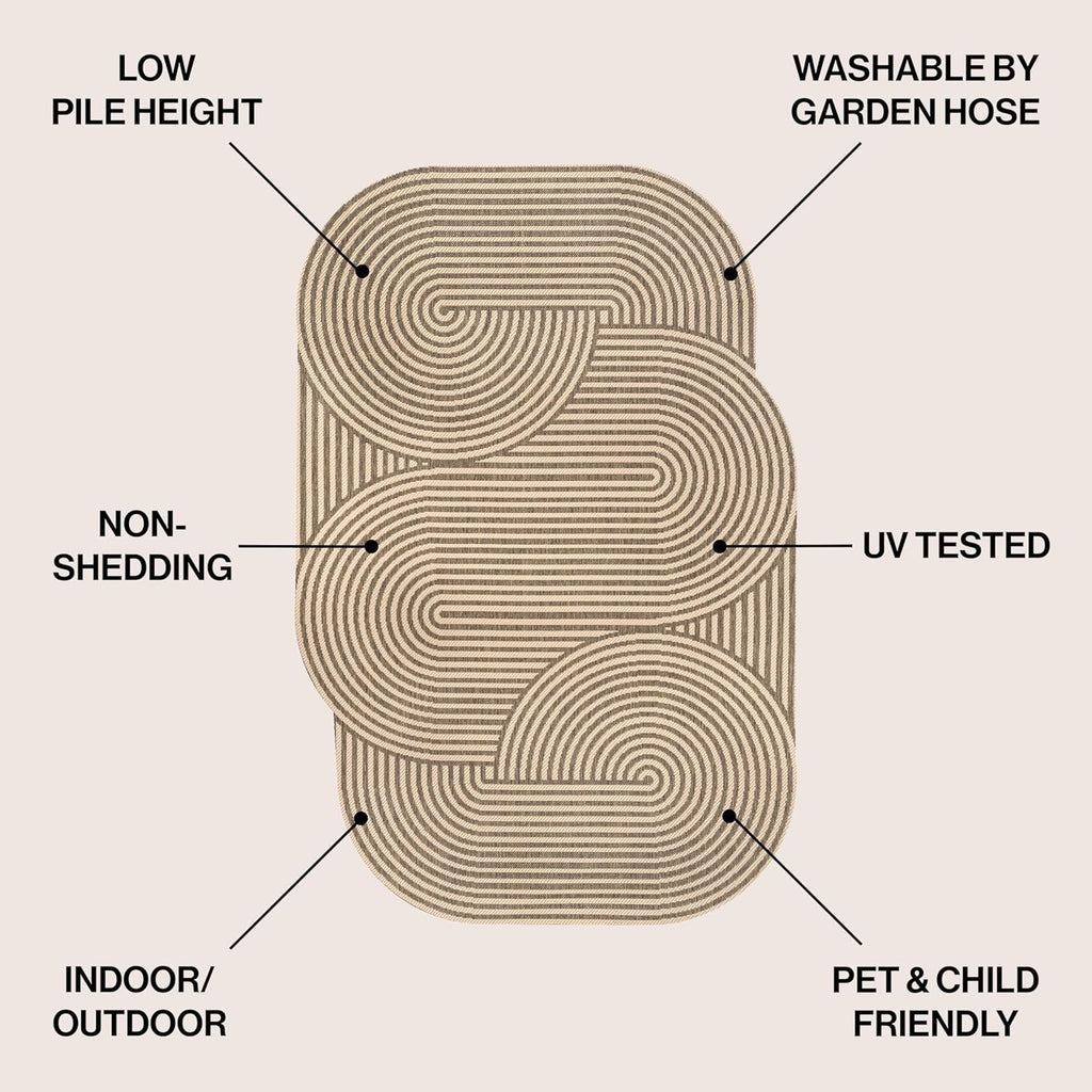 JONATHAN Y Geometric Arch Stripe Indoor Outdoor Area Rug 9X12 Beige/Brown, Margot Modern for Backyard, Patio, Porch, Easy-Cleaning, High Traffic, Pet-Friendly, Non-Shedding (SHP201A-9)