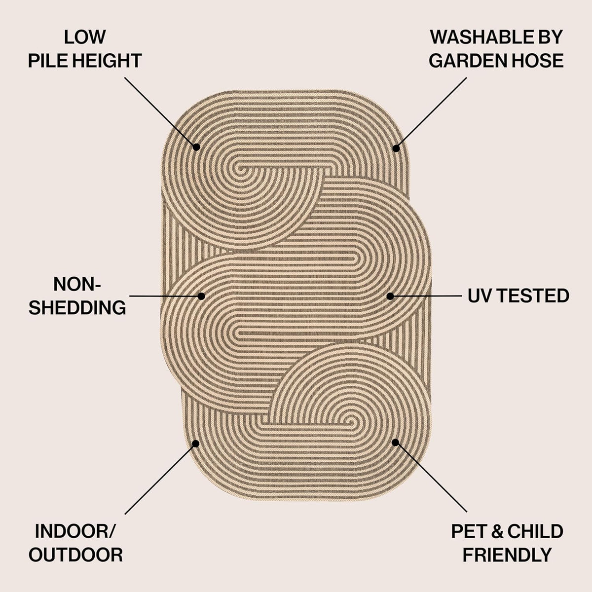 JONATHAN Y Geometric Arch Stripe Indoor Outdoor Area Rug 9X12 Beige/Brown, Margot Modern for Backyard, Patio, Porch, Easy-Cleaning, High Traffic, Pet-Friendly, Non-Shedding (SHP201A-9)
