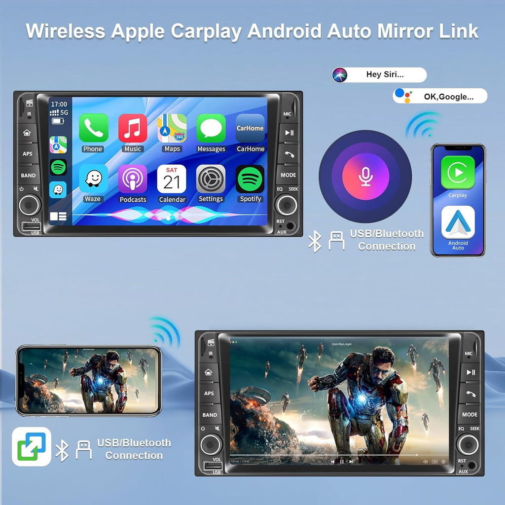 Plug&Play Car Radio for Toyota 4Runner 2003-2009,for Tundra 2003-2006, for Sequoia 2003-2007 .7 Inch IPS Touch Screen with Wireless CarPlay&Android Auto&Mirror Link Bluetooth AM/FM Backup Camera