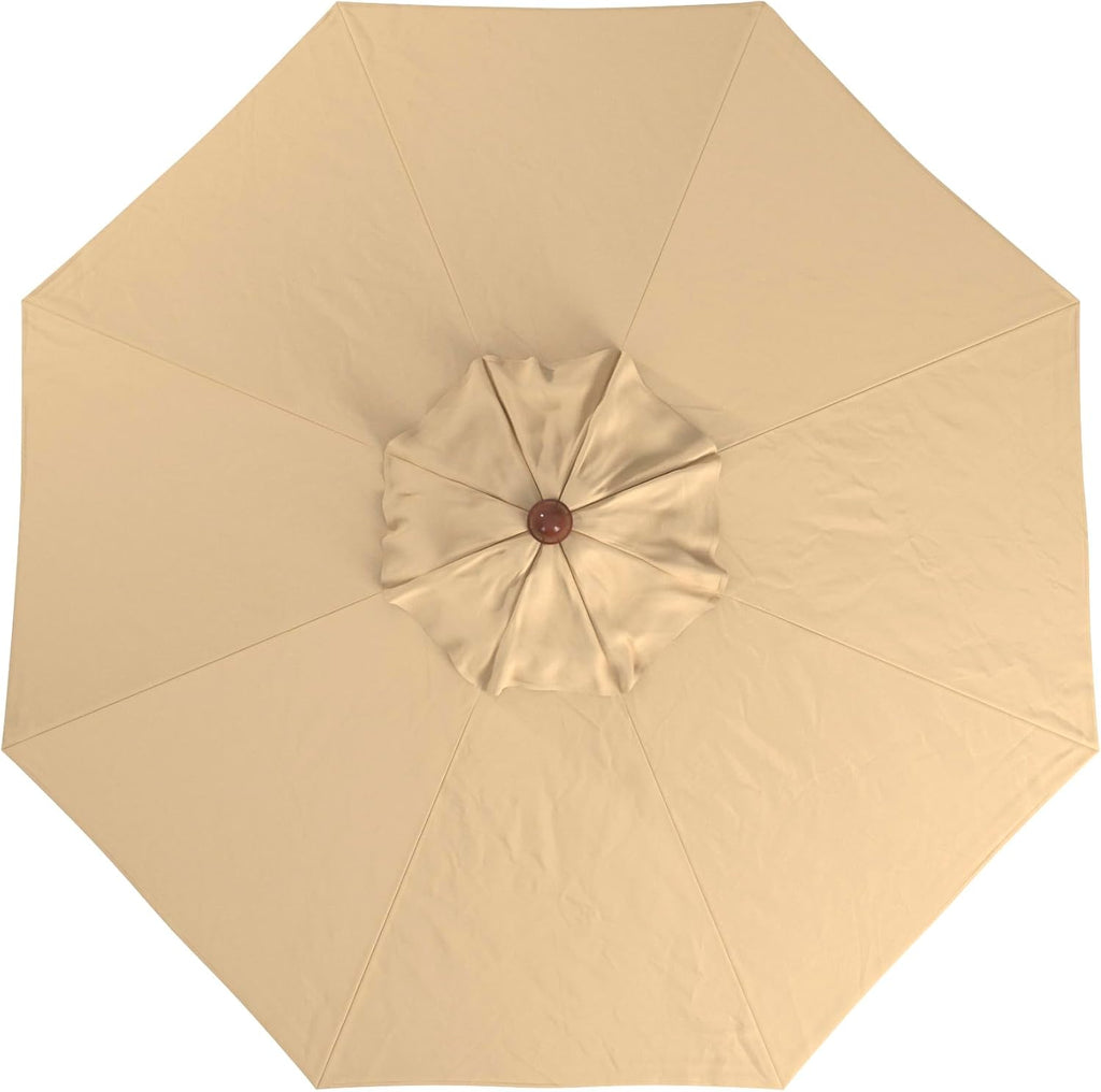 California Umbrella 9' Premium Commercial Hardwood Patio Umbrella, Manual Lift With Sunbrella Antique Beige Fabric