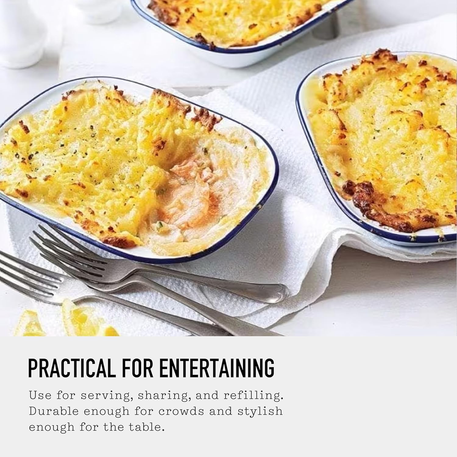 Falcon Enamelware Baking Set, 5-Piece Enamel Bakeware Sets, Large to Small Baking Pans, Non-Toxic, Dishwasher Safe & Freezer Friendly, Pigeon Gray