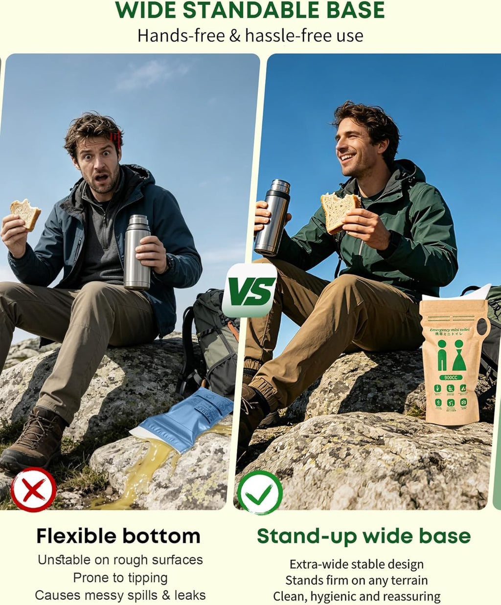 Disposable Urine Bag Pee Bags - Waterproof Eco-Friendly Degradable Paper Portable with Double Zipper Leakproof Seal for Women Men Camping Travel Emergency Toilet