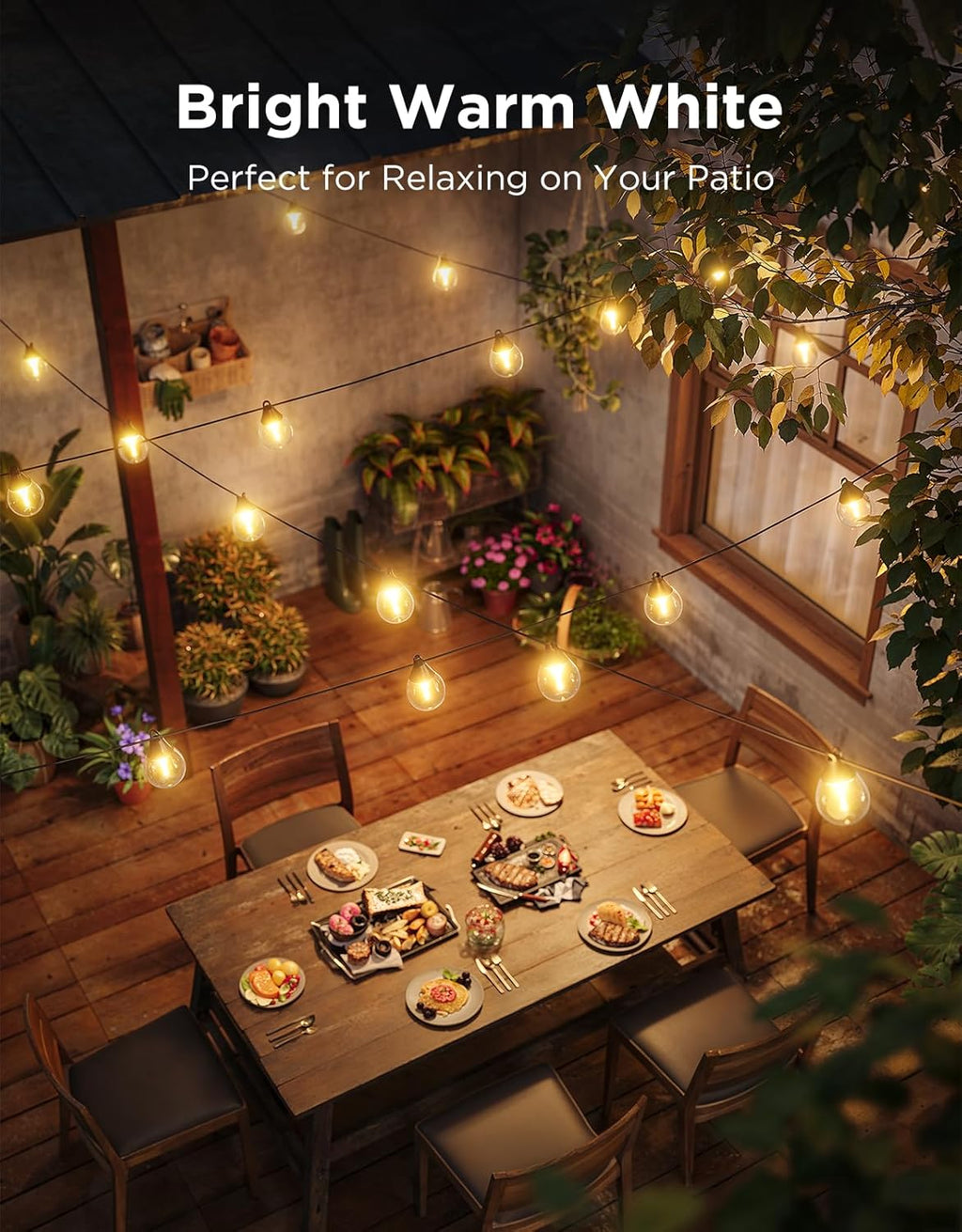 Govee Clear Bulb Outdoor String Lights 144ft, RGBWIC Smart Outdoor Lights with 45 Dimmable LED Bulbs, 111 Scene Modes, IP67 Waterproof & Shatterproof, Works with Alexa, Google & Matter for Patio