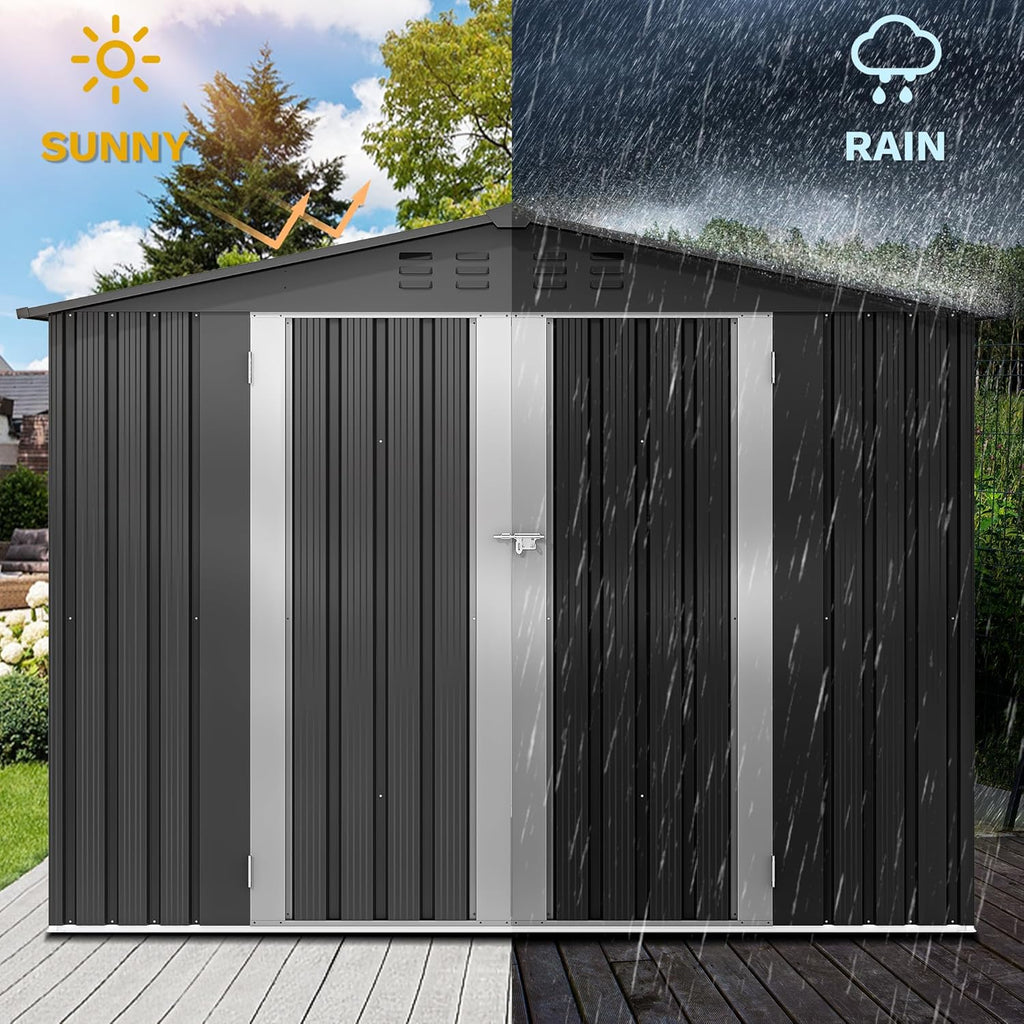 DWVO 7'x5' Large Metal Outdoor Storage Shed, Heavy Duty Tool Storage Sheds for Backyard Patio Lawn - Ideal for Bicycles, Garden Tools, and Lawn Equipment, Easy-to-Assemble, Dark Gray