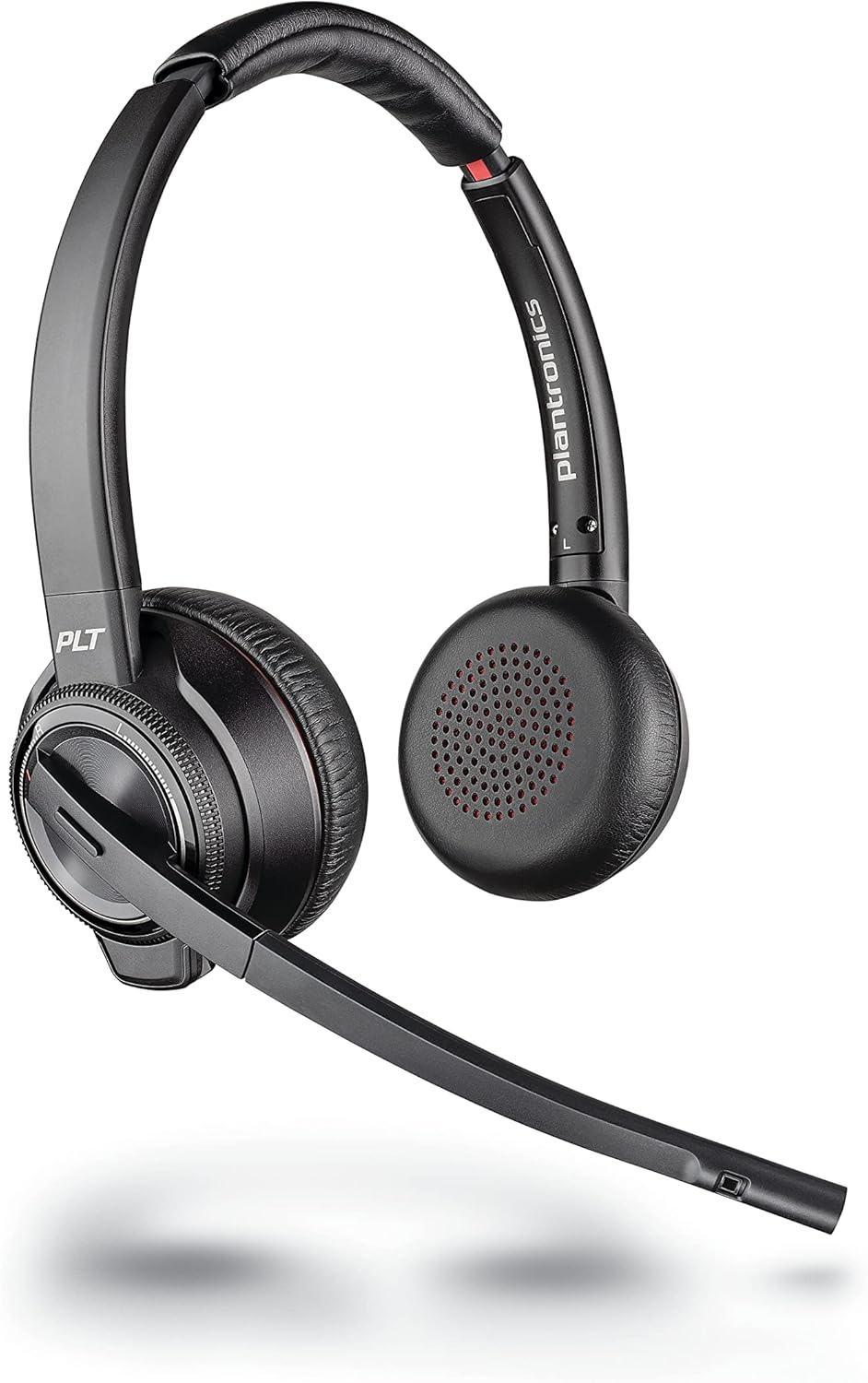 Plantronics - Savi 8220 Office Wireless DECT Headset (Poly) - Dual Ear (Stereo) - Compatible to connect to PC/Mac or to Cell Phone via Bluetooth - Works with Teams (Certified), Zoom,Black
