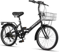 AVASTA Quartet 20 24 Inch Folding Bike with 7-Speed, Dual C-Brake, Fender, Rear Rack and Bicycle Basket, Mutiple Colors