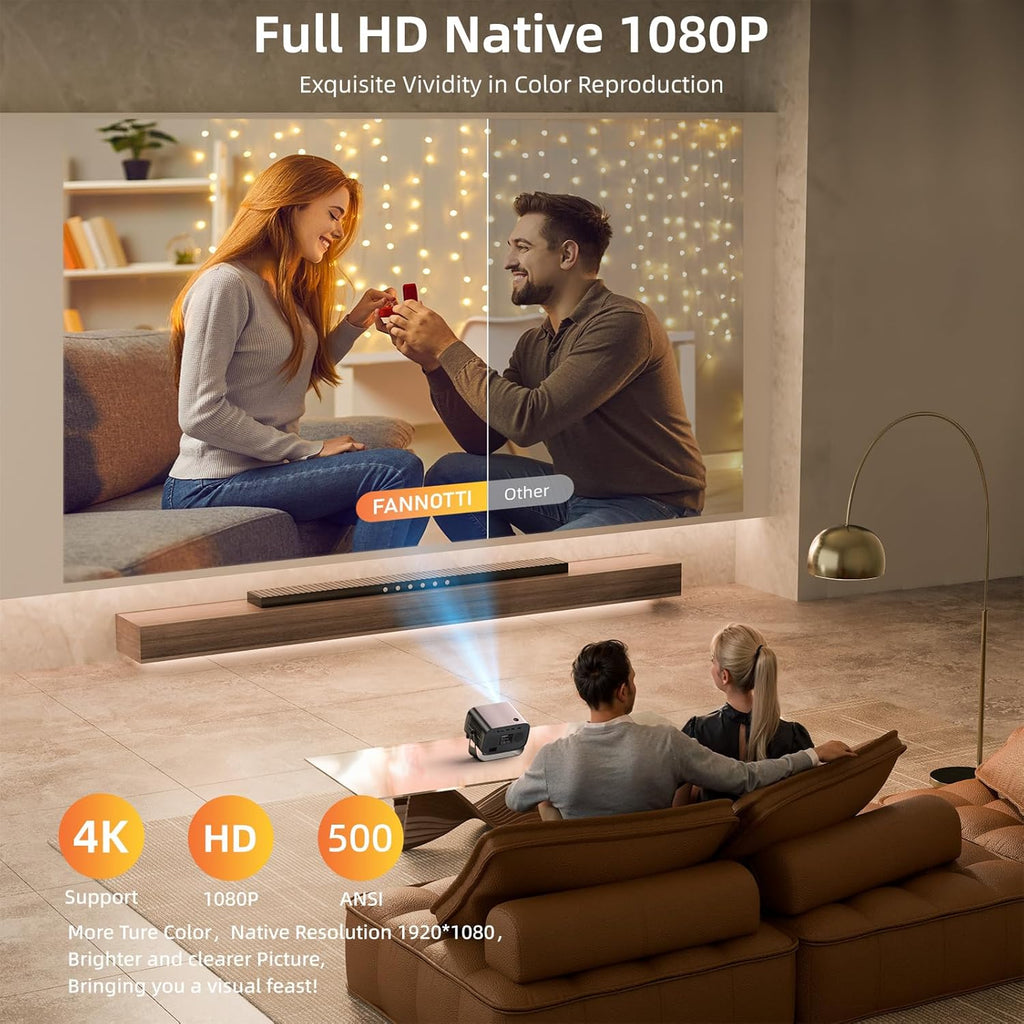 Smart Projector with WIFI and Bluetooth, 800ANSI Native 1080P Portable Projector Built-in Apps, Auto Keystone & Electric Focus Movie Projector for Home Theater Compatible with IOS/Android/HD(Gray)