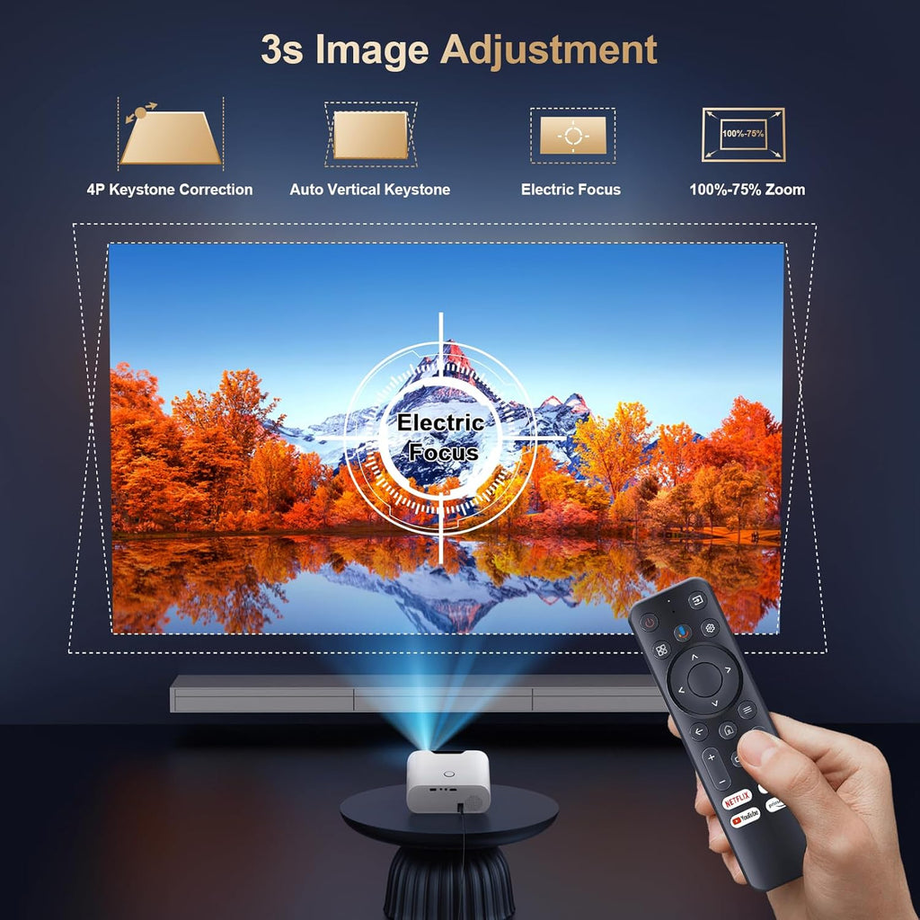 2000 ANSI Projector with WiFi and Bluetooth, Goiaey Smart Portable Projector Compatible with GoogIe TV, Built-in Official Apps, GoogIe Voice, DoIby Audio, HDMI ARC CEC Native 1080P Movie Projector