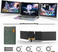Hyangin Triple Laptop Screen Extender 14-inch, 2026 Upgraded Ultra-Slim 1080P FHD Displays for Laptop, Ultra-Light Triple Monitor for 13.3-17.3" Laptops, Compatible with Windows/Mac/Chrome OS/Phones