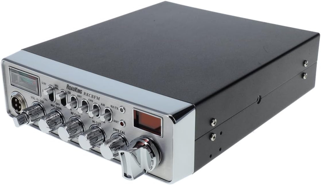 RoadKing RKCBFM Dual-Mode AM/FM CB Radio for Truckers Full 40 Channels Pro Emergency Channel CB with Noise-Cancelling Mic Large Display - Silver