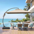 Grand patio Sunbrella 10x10 FT Cantilever Umbrella with Base Included Patio Square Aluminum Offset Umbrellas for Outdoor Pool (Flax, 10X10 FT-SUNBRELLA)