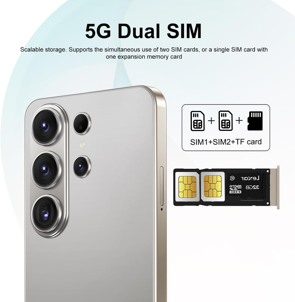 Unlocked Phone I26 Ultra Android Phone 10-core 12GB+512GB Cell Phone 7 inch HD Screen Mobile Phone 108MP+48MP Camera 6800 mAh Extra Large Battery 5G Dual SIM (Gray)