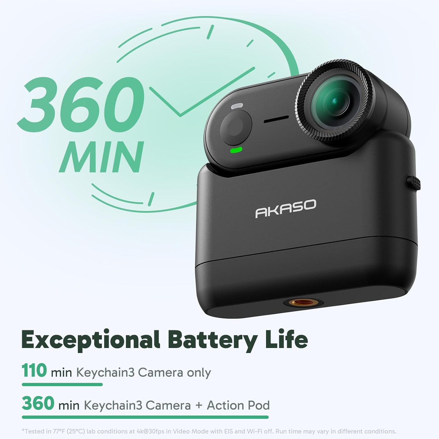 AKASO Keychain3 4K Thumb Action Camera - Tiny Body Camera, Hands-Free POVs, Mount Anywhere, Stabilization, 360 Min Battery Life, 9.8ft Waterproof Portable Vlogging Camera, Pet POV (64GB, Black)
