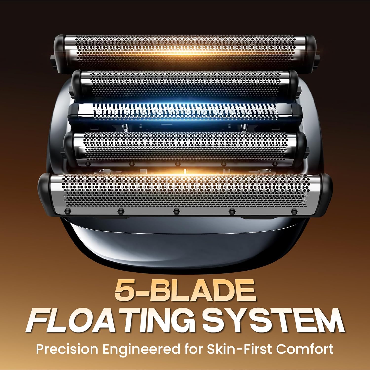 Electric Foil Shaver for Men: Upgraded 5-Blade System, IPX8 Waterproof & LED Display, 2 Power Levels,90-Min Runtime,USB-C Fast Charge with Magnetic Guard & Brush Flannel Gray