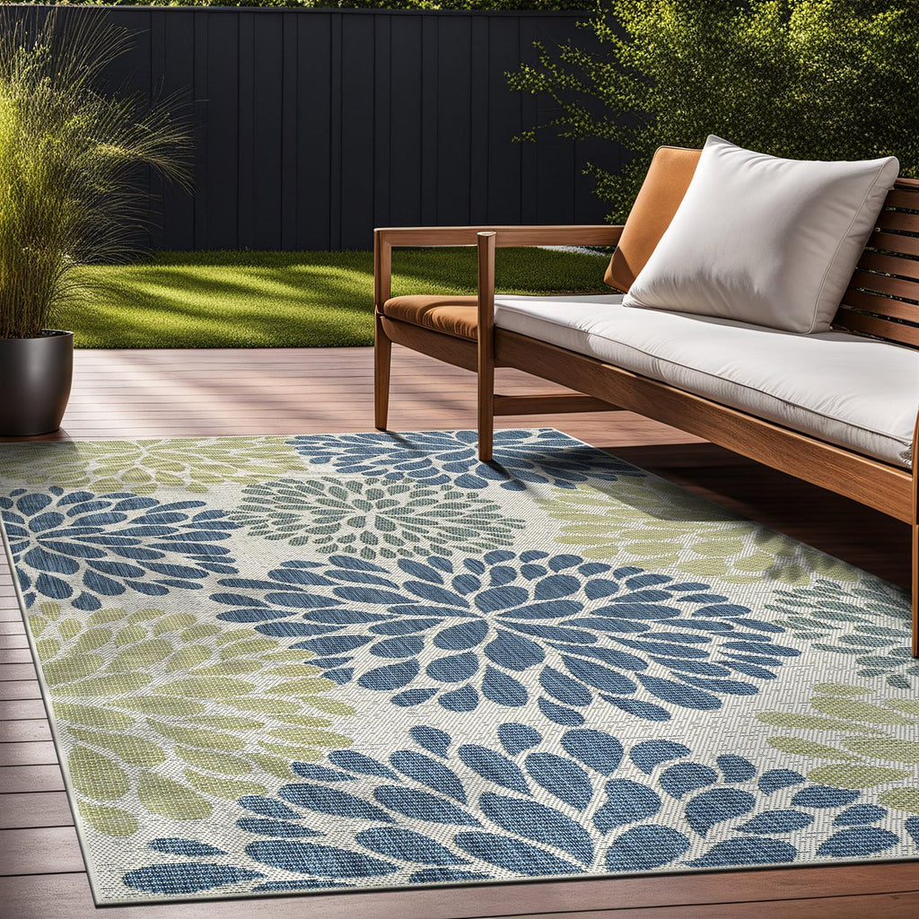 Beverly Rug Outdoor Rug 10x14 Modern Exotic Tropical Leaf Area Rugs for Indoor and Outdoor Patio Deck Porch Garden Water Resistant Washable Outside Carpet (10 x 14 Olive)