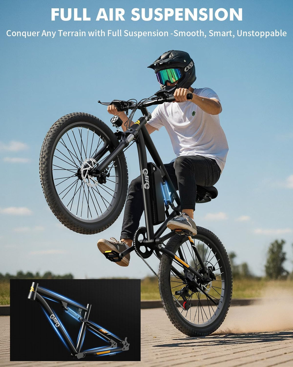 Qlife Racer Electric Bike for Adults - 21-Speed Mountain Lightweight Ebike with Peak 1000W/750W 25MPH/22MPH Brushless Motor, 375Wh Removable Battery, 26X2.1 Tire Step Over E-MTB, Up to 40 Miles