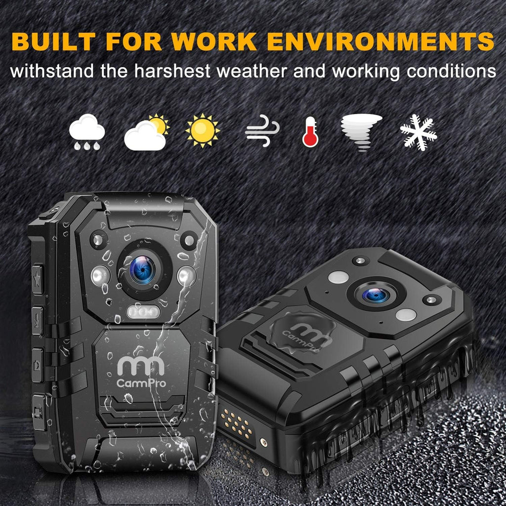 CammPro I826 1296P HD Police Body Camera,128G Memory,Waterproof Body Worn Camera,Premium Portable Body Camera with Audio Recording Wearable,Night Vision,GPS for Law Enforcement