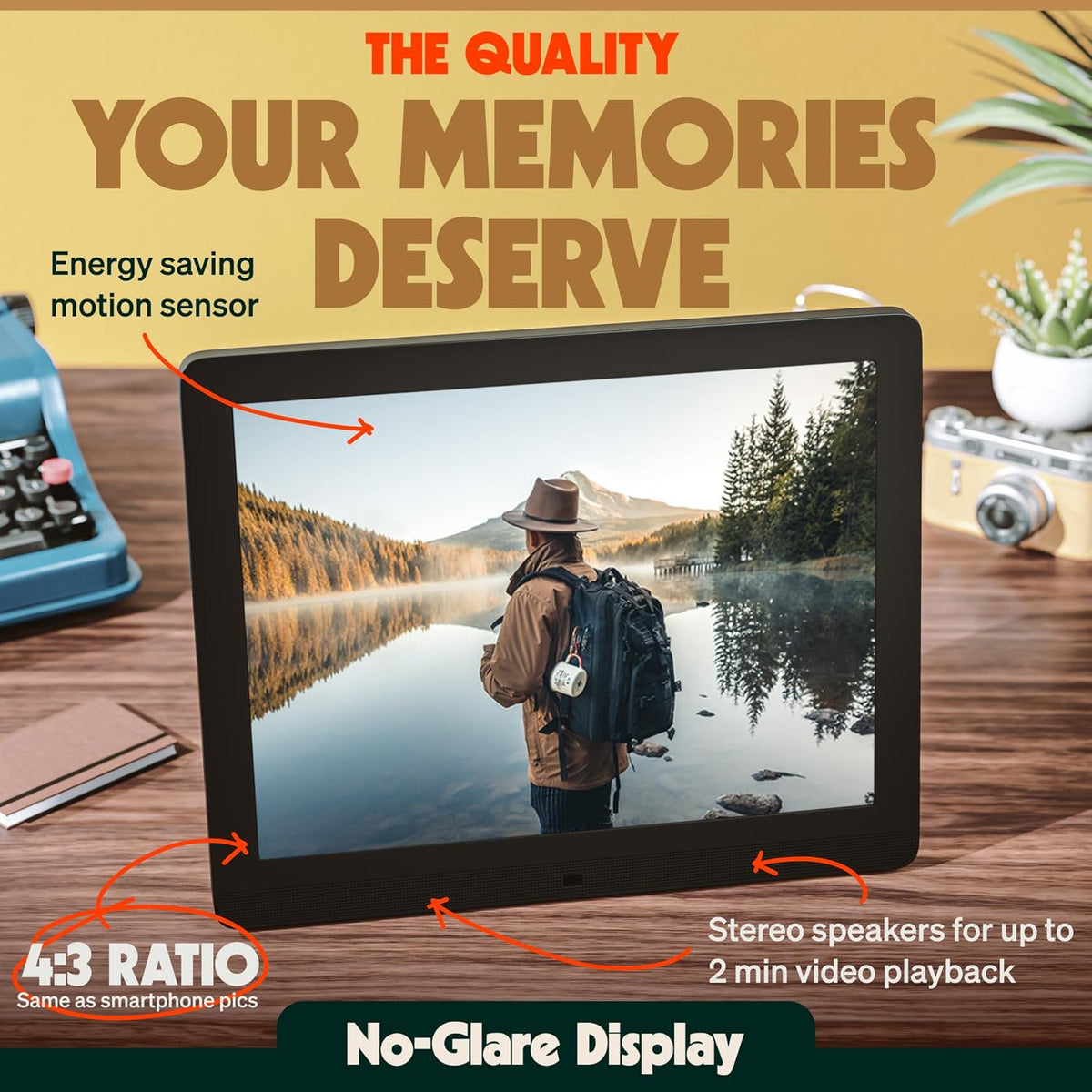 PixStar 15 inch Large Digital Frame WiFi | Free Unlimited Cloud | Share Videos and Photos by Email or App | Motion Sensor | Best USNews Digital Photo Frame 2024 | Large Electronic Picture Frame