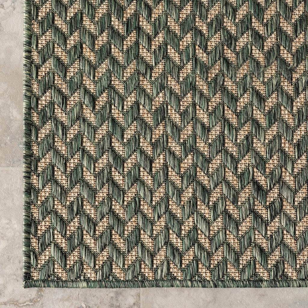 Nuloom Outdoor Performance Camryn Green/Brown, 5' x 8', Herringbone, Soft, High Traffic, Stain Resistant, Easy Clean, Durable Area Rug for Indoor/Outdoor Patio, Deck, Porch, Garden, Courtyard