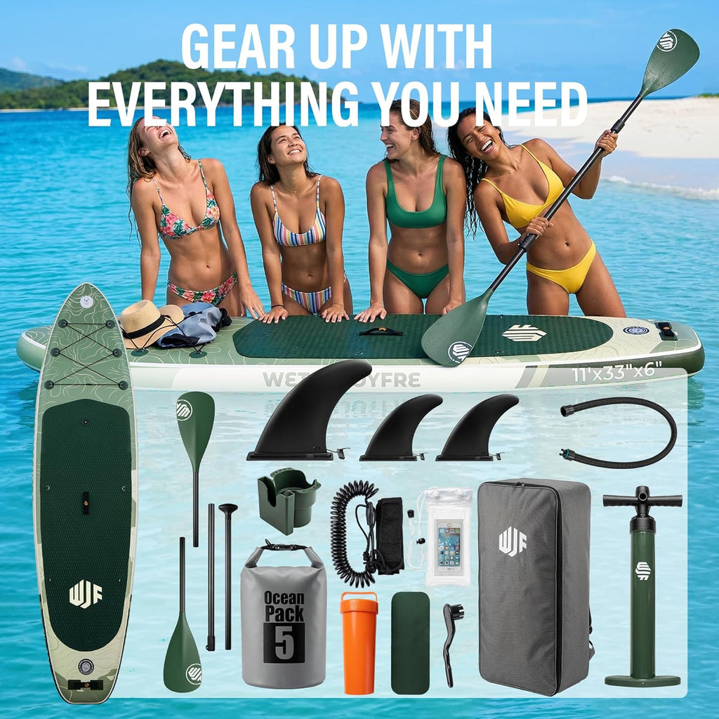 Inflatable Paddle Board SUP Board for Adults, Ultra-Light Stand Up Paddleboard with 450Lbs Capacity, Non-Slip Deck & Complete Accessories for Youth & Pets
