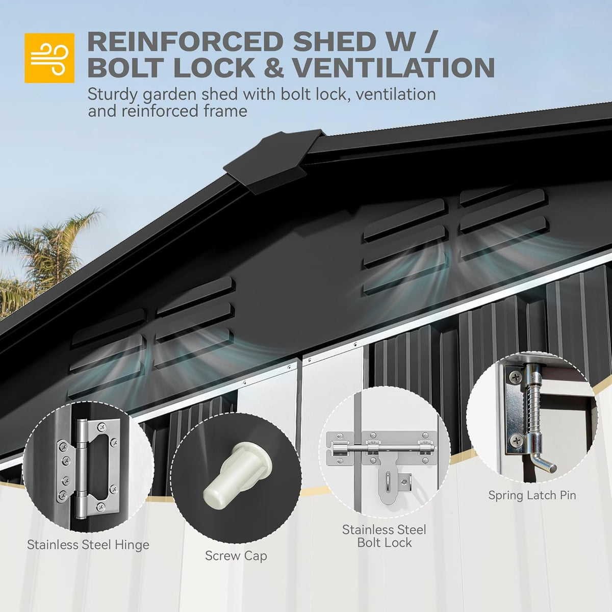DWVO 6x4ft Metal Outdoor Storage Shed, Lockable Tool Storage Sheds, Oversized Steel Garden Sheds with Sloped Roof for Backyard, Patio, Garage, Lawn, Dark Gray