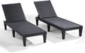 Nestl Patio Chairs - Black Chaise Lounge Chair Outdoor, 5-Position Adjustable Sun Tanning Chair, Waterproof Pool Lounge Chairs Set of 2, Reclining Lawn Chair, Lightweight Outdoor Lounge Chairs