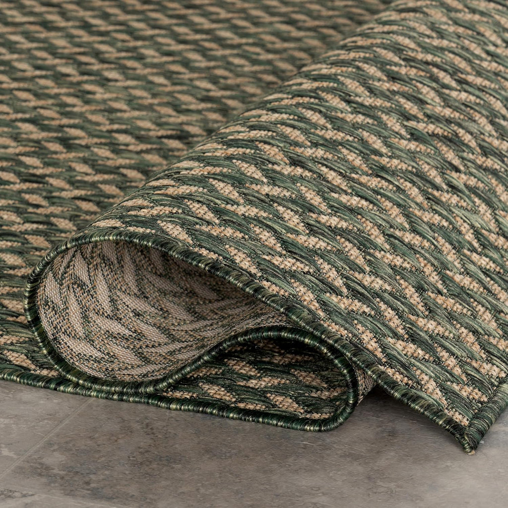 Nuloom Outdoor Performance Camryn Green/Brown, 5' x 8', Herringbone, Soft, High Traffic, Stain Resistant, Easy Clean, Durable Area Rug for Indoor/Outdoor Patio, Deck, Porch, Garden, Courtyard