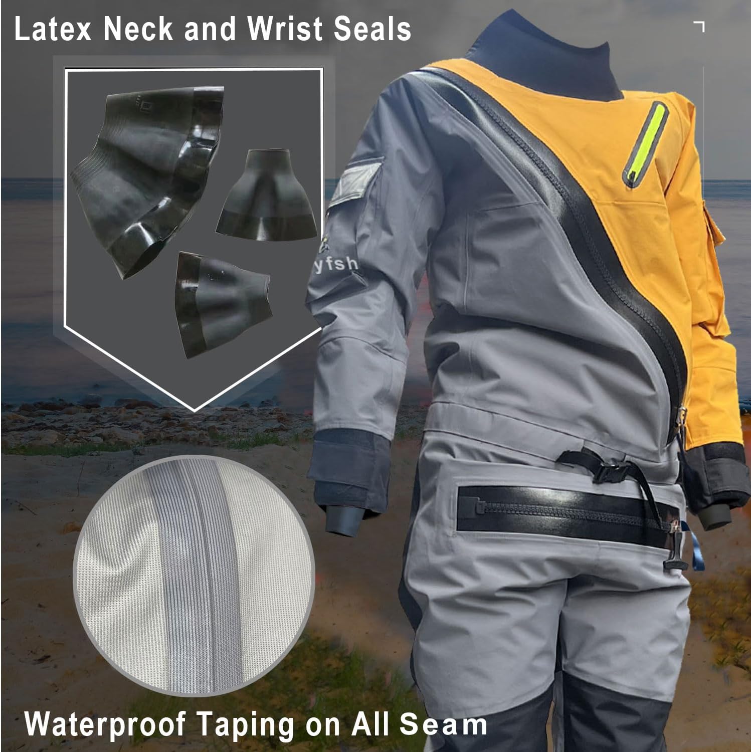 Dry Suits for Kayaking,Drysuit with Relief Zipper for Cold Water Sailing Paddling Rafting Water Sport