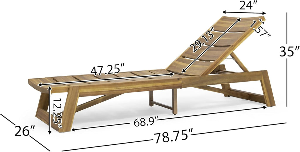 Christopher Knight Home Outdoor Acacia Wood 3 Piece Chaise Lounge Set