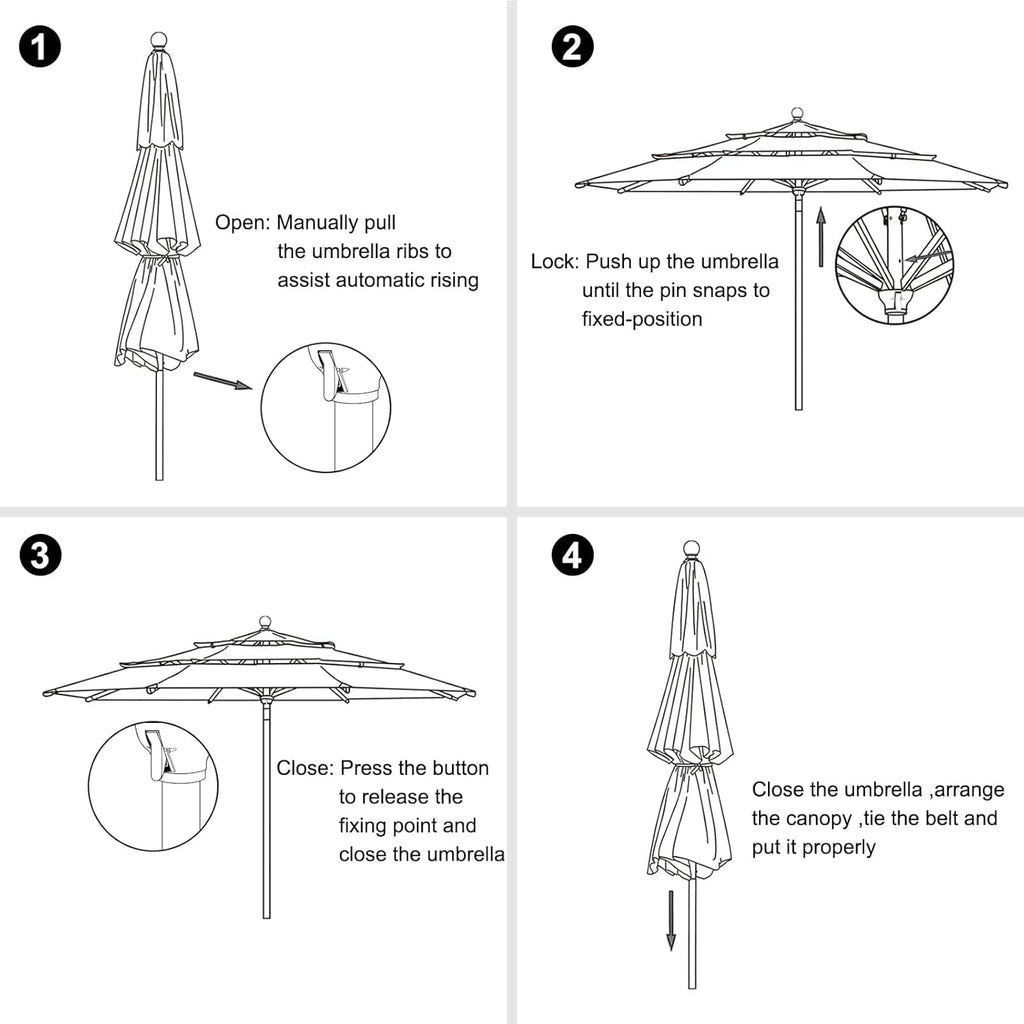 EliteShade USA 10-Year-Non-Fading 11ft 3-Tier Market Patio Umbrella, Commercial Grade Outdoor Table Umbrella with Cylinder Push-Up, Windproof & UPF 50+ UV Protection, Heavy Duty Ventilation for Garden, Deck, Pool, Backyard, Beach & Bistro, Navy Blue