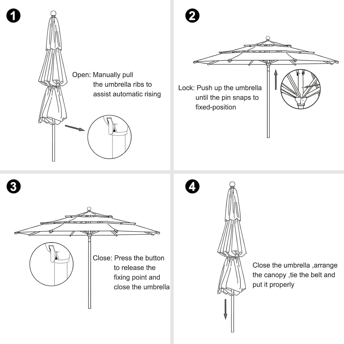 EliteShade USA 10-Year-Non-Fading 11ft 3-Tier Market Patio Umbrella, Commercial Grade Outdoor Table Umbrella with Cylinder Push-Up, Windproof & UPF 50+ UV Protection, Heavy Duty Ventilation for Garden, Deck, Pool, Backyard, Beach & Bistro, Navy Blue