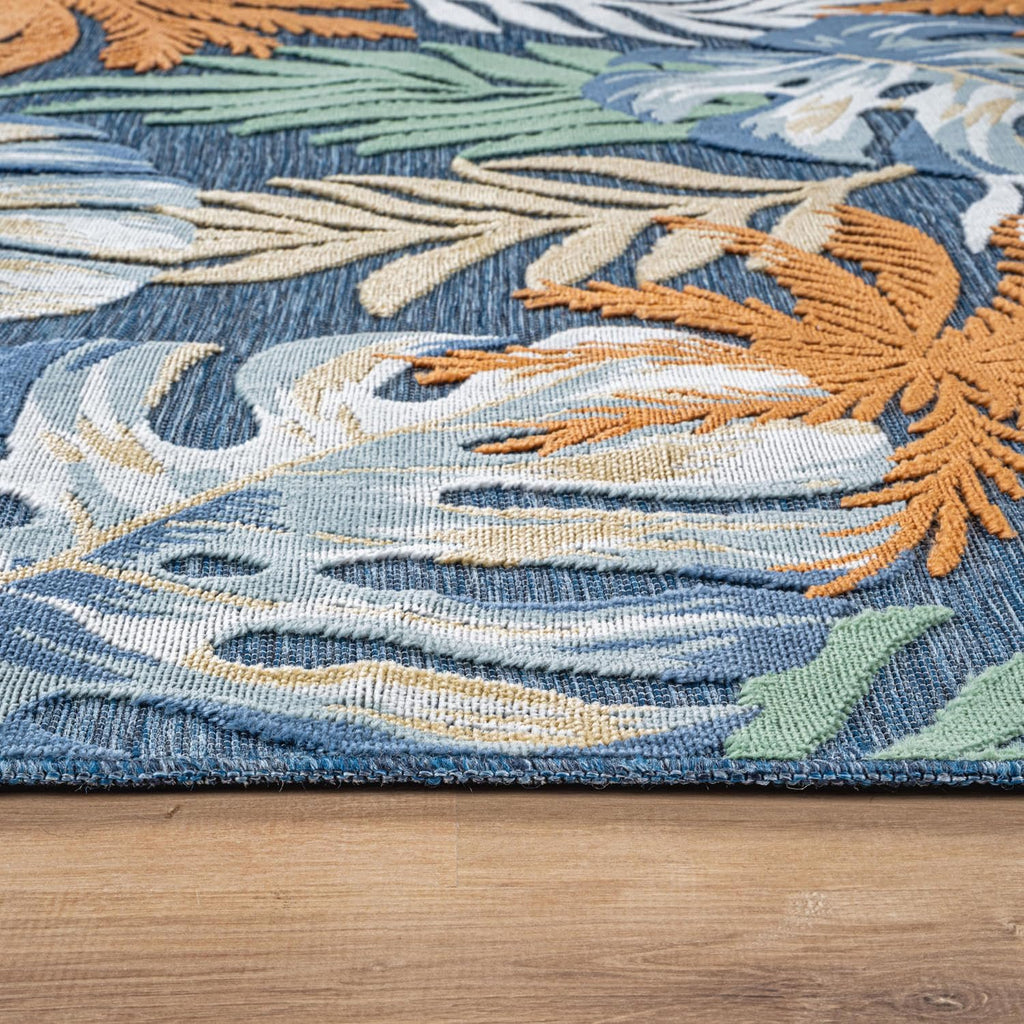 Luul Home Floral Indoor Outdoor Rugs 9x12 Large Area Rug for Living Room, Patio Decor, Kitchen, and Entryway Rug, Washable Stain Resistant Outside Carpet Midnight 9 x 12