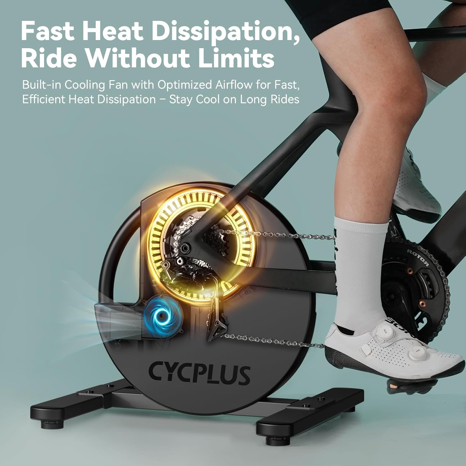 CYCPLUS R200 Smart Indoor Bike Trainer, 2200W Brushless Motor, 19% Gradient Simulator, Virtual Shifting, Uphill/Downhill Simulation, Super Silence for Realistic Indoor Cycling(Cassette Not Included)