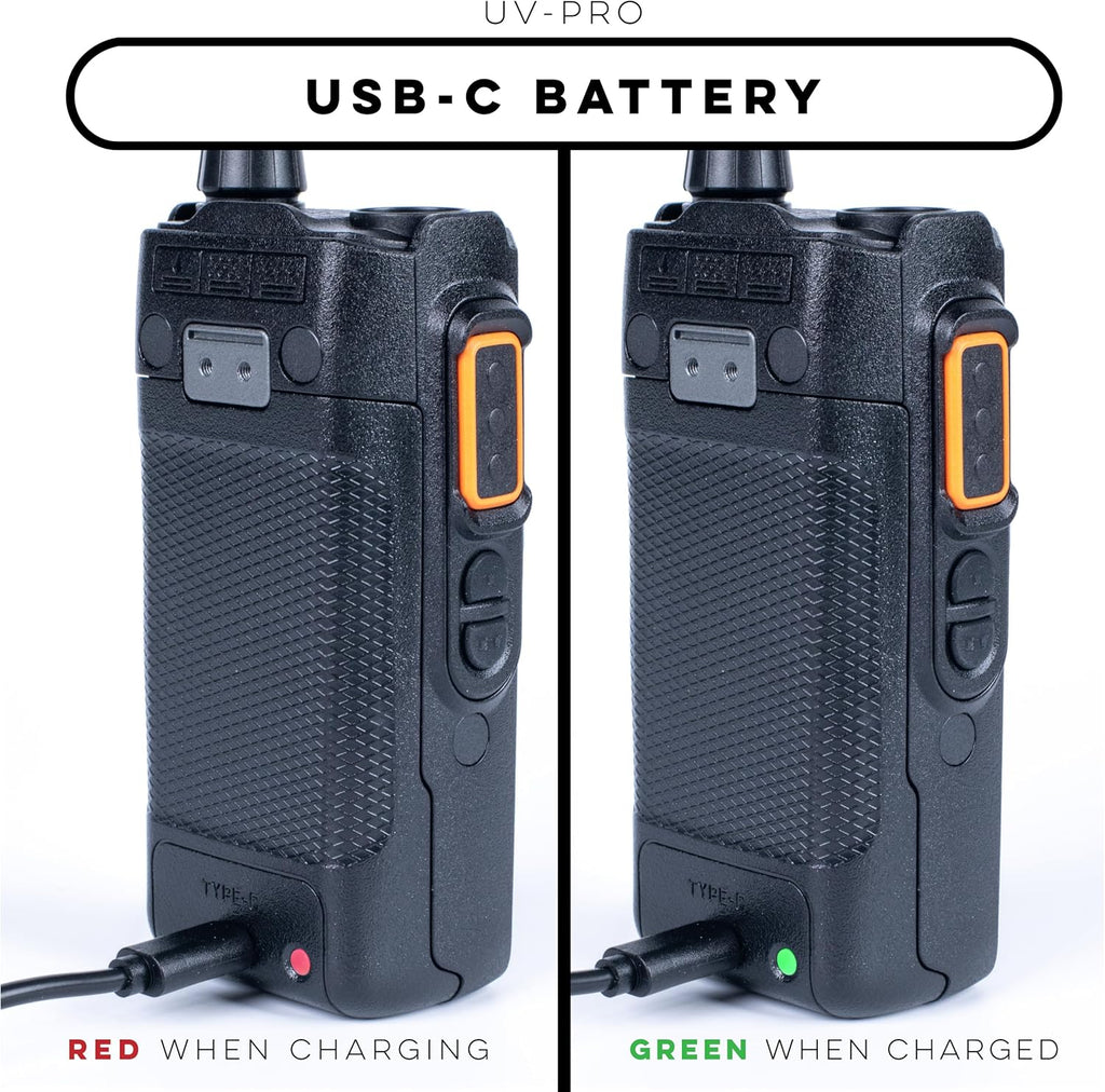 BTECH UV-PRO IP67 Dual Band VHF/UHF Two-Way Radio - APRS, Bluetooth, GPS, Text Messaging, Aviation Band Scanner, NOAA Weather Alerts, USB-C Rechargeable Battery