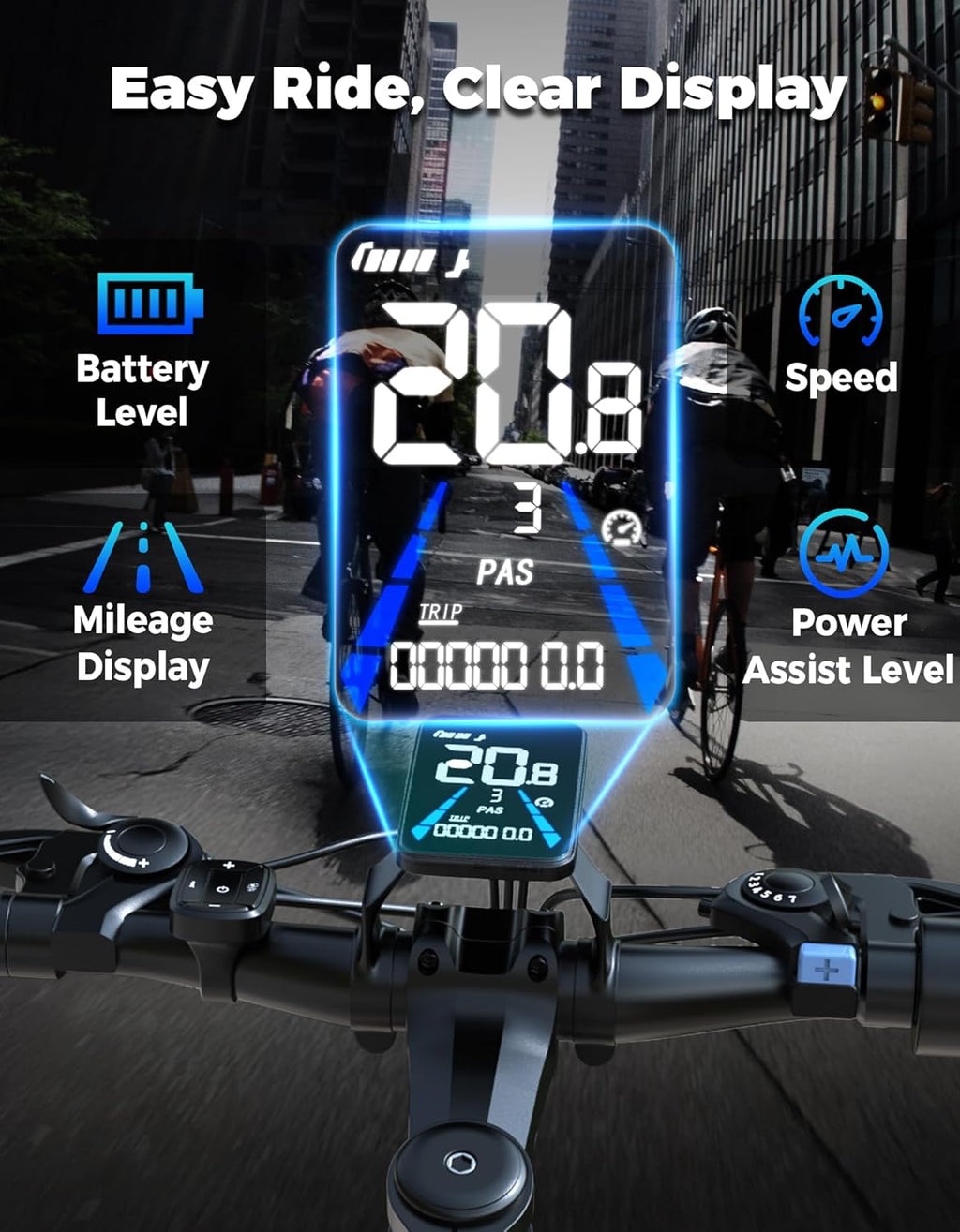ASKGO Electric Bike for Adults, 1500W Peak Mountain Ebike with 25 MPH, 65 Miles Range, 7 Speeds, 48V 10.4Ah Removable Battery Ebike, 26" Electric Bicycle for Commute