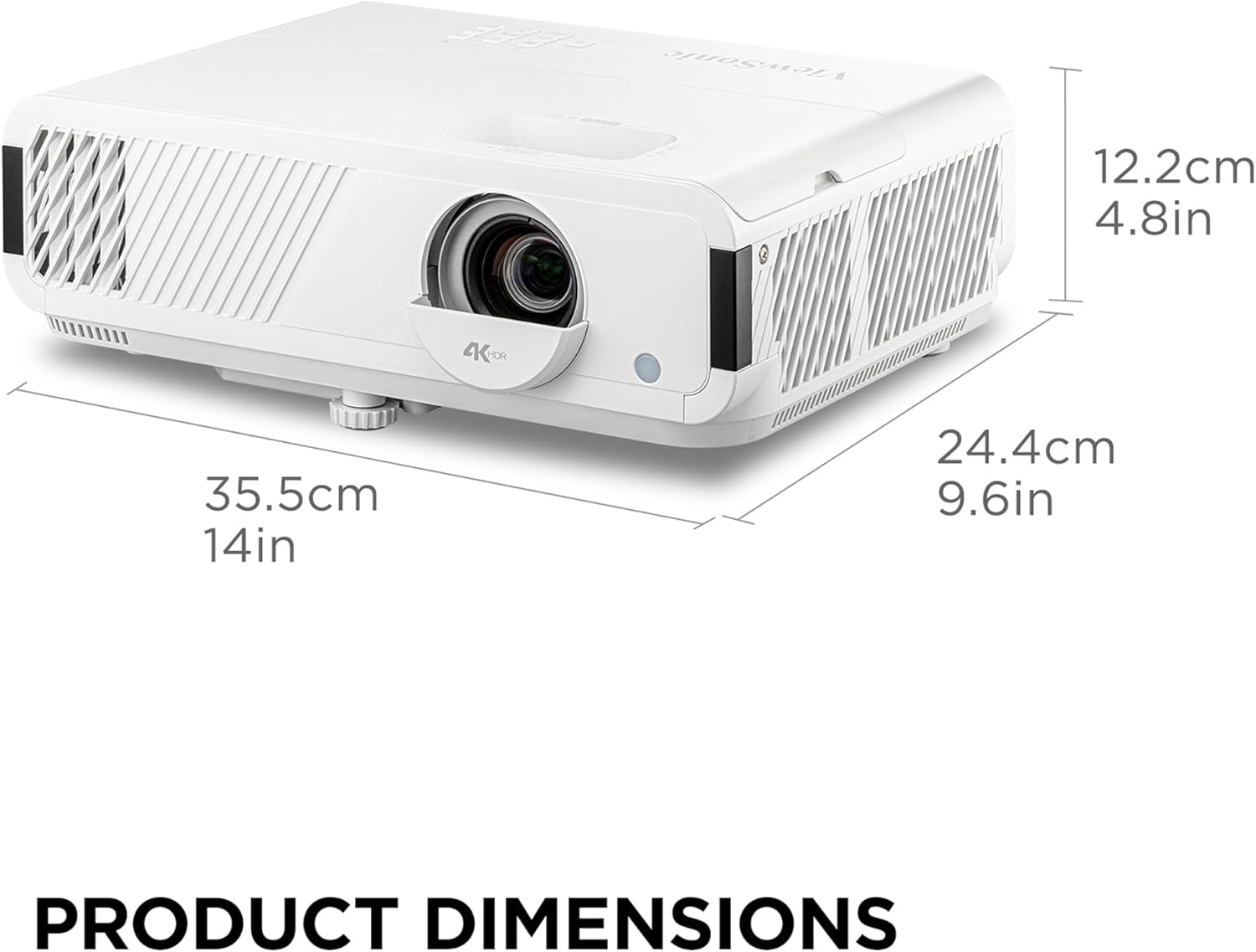 ViewSonic PX749-4K UHD 4K Gaming Projector Designed for Xbox with 4.2ms Response Time, 4000 ANSI Lumens, H/V Keystone, 1.3x Optical Zoom, and USB C for Home Theater (Renewed)