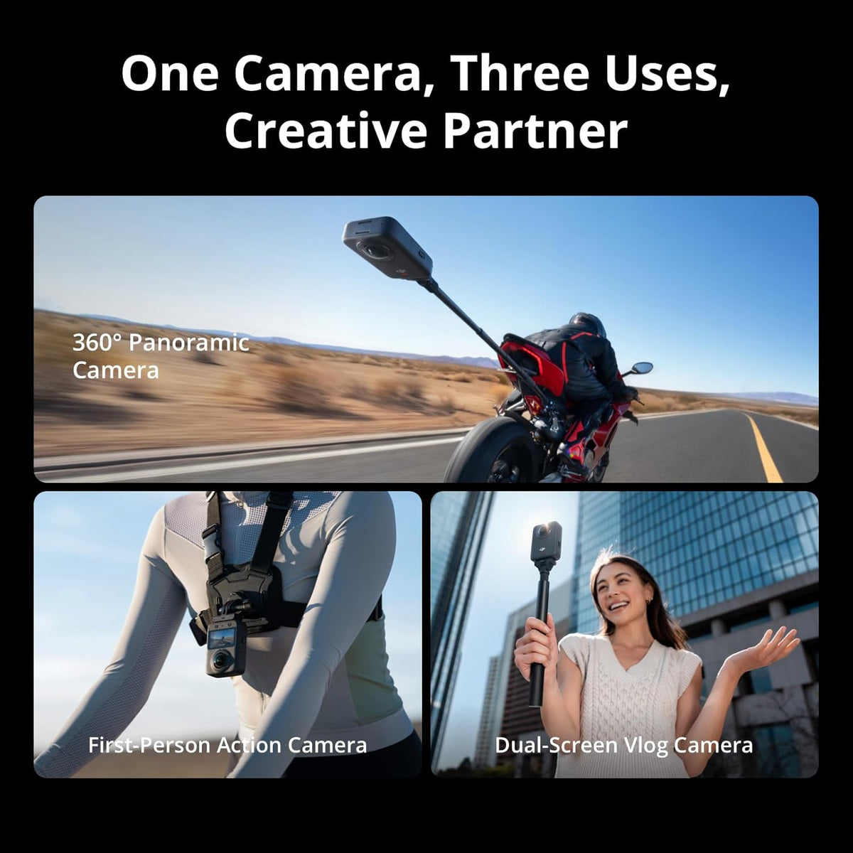 DJI Osmo 360 Camera Adventure Combo, Waterproof 360° Action Camera with 1-Inch 360° Imaging, Extended Battery Life with 3 Batteries, Native 8K 360° Video, 105GB Built-in Storage