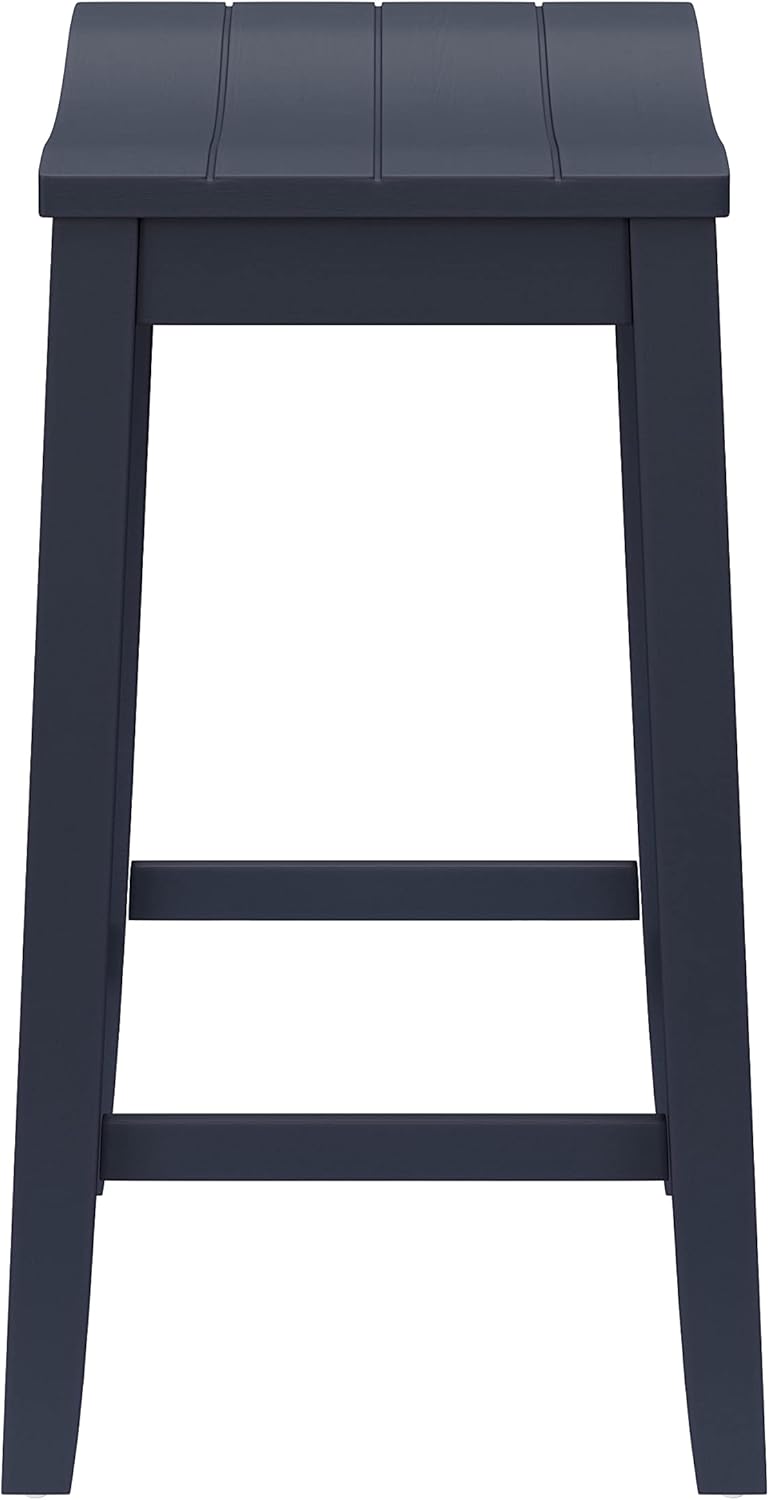 Hillsdale Fiddler Wood Backless Counter Height Stool with Saddle-Style Seat, Navy