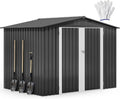 DWVO 7'x5' Large Metal Outdoor Storage Shed, Heavy Duty Tool Storage Sheds for Backyard Patio Lawn - Ideal for Bicycles, Garden Tools, and Lawn Equipment, Easy-to-Assemble, Dark Gray