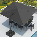 9' X 12' Cantilever Patio Umbrella Rectangular Outdoor Large Offset Umbrellas with 7 Tilts Adjustable 360°Rotation for Deck Pool Garden Backyard, Grey