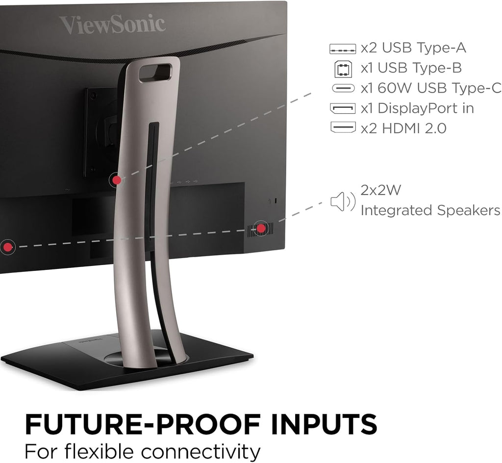 ViewSonic VP275-4K 27 Inch IPS 4K UHD Monitor Designed for Surface, 60W USB C, HDMI and DisplayPort (Renewed)