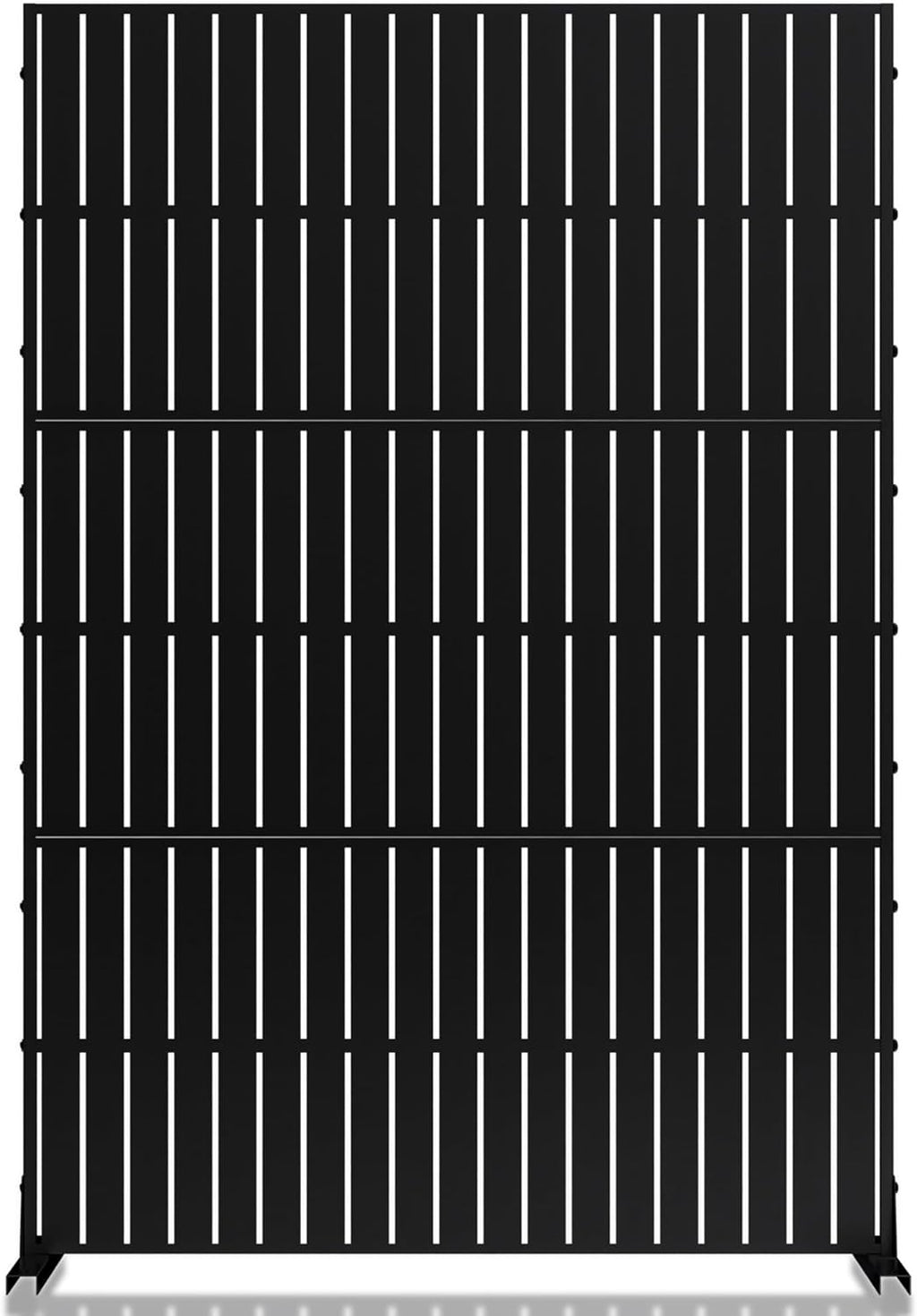 MTART Metal Privacy Screen 72" H x 47.2" Decorative Outdoor Privacy Screen Privacy Panel with Stand for Balcony Deck Patio Lawn Garden, Privacy Fence (Black-Vertical)
