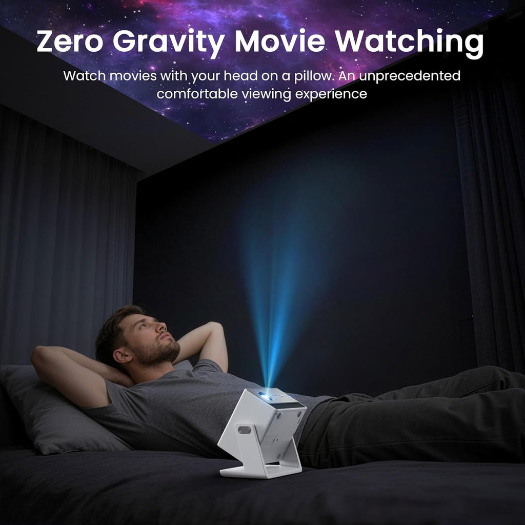 1500 ANSI Smart Projector, Portable Projector with WiFi and Bluetooth, HAPPRUN 4K Full HD Home Theater with 270° Stand, Dolby Sound, Built-in Apps,Compatible with Phone & PC, Indoor & Outdoor Use
