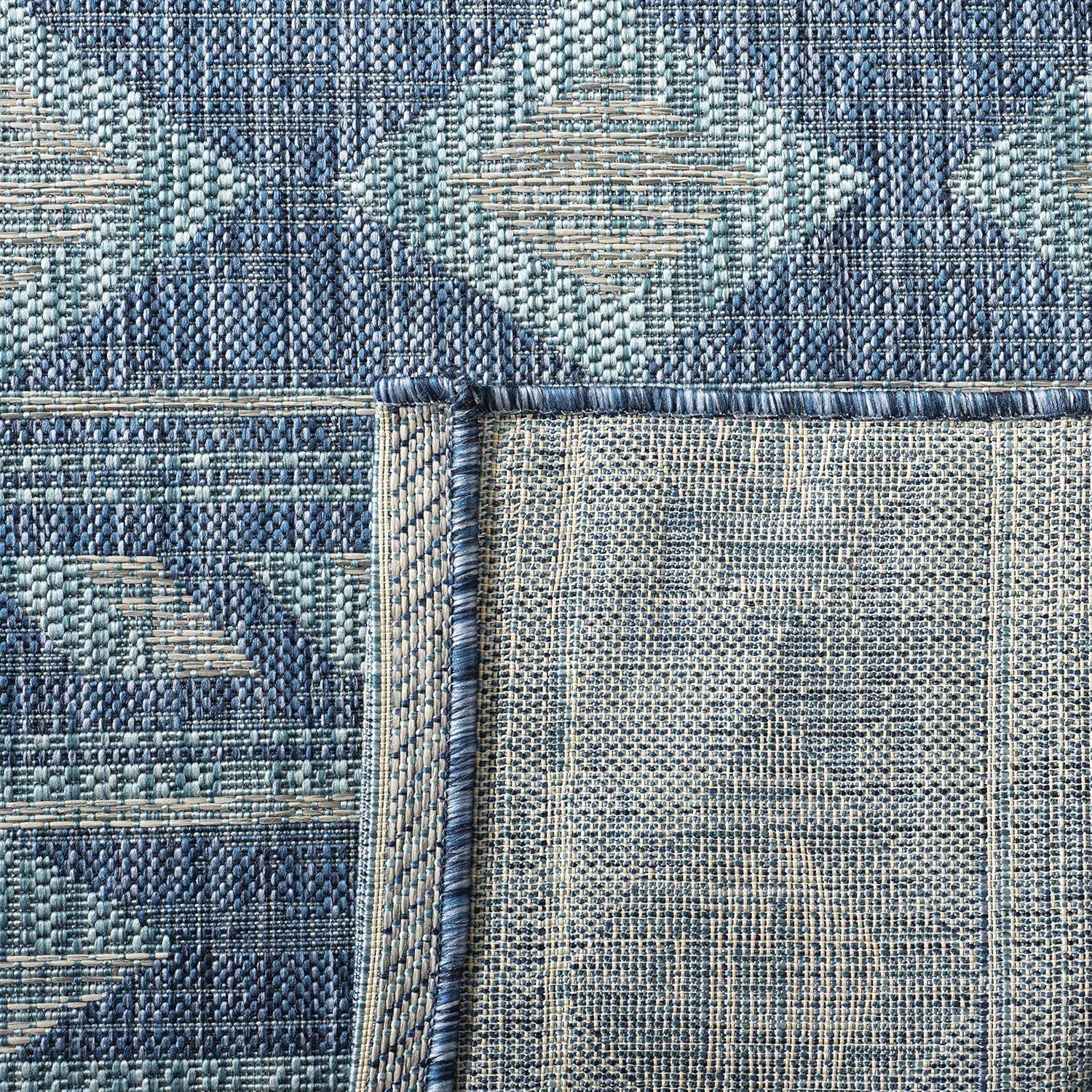 SAFAVIEH Courtyard Collection 8' x 10' Navy / Aqua CY8529 Indoor/ Outdoor Waterproof Easy Cleaning Patio Backyard Mudroom Area Rug