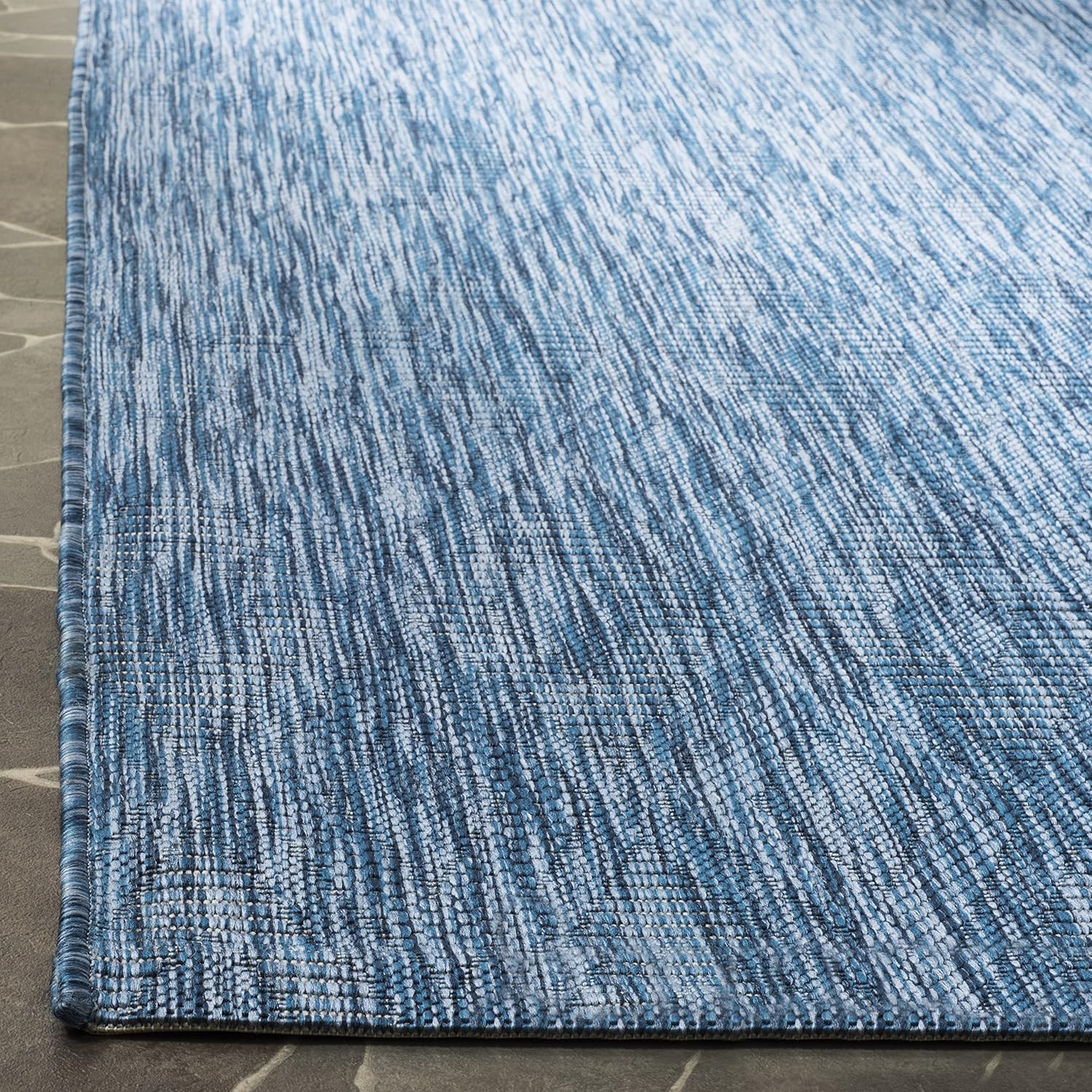SAFAVIEH Washable Rug Outdoor Courtyard Collection - 9' Square, Navy, Non-Shedding & Easy Cleaning, Ideal for Patio, Backyard, Mudroom (CY8522-36822)