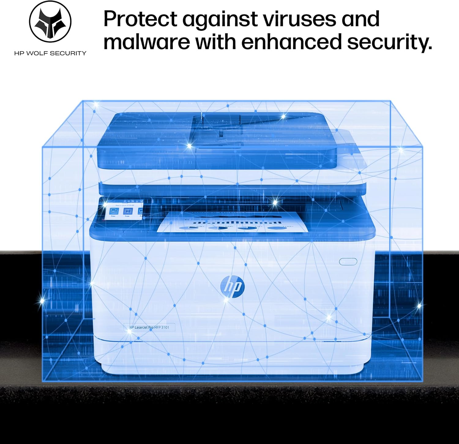 HP LaserJet Pro MFP 3101sdw Wireless Black and White All-in-One Laser Printer, Office Printer, Duplex, Best-for-Small Teams (9D2X4F)