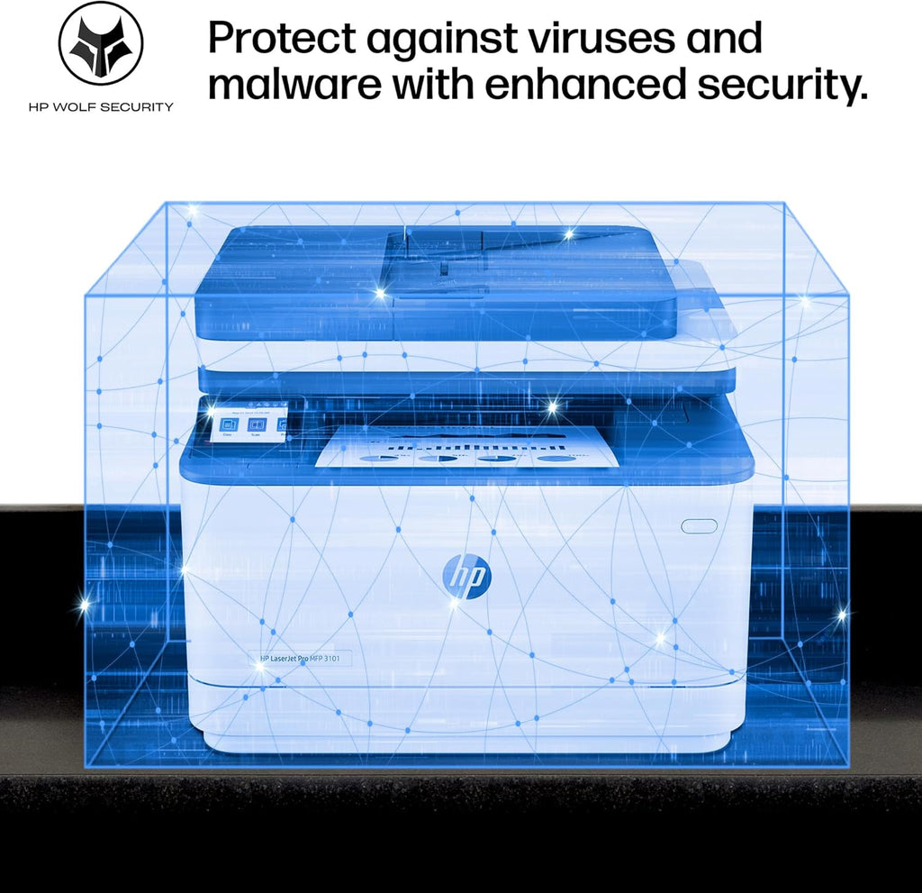 HP LaserJet Pro MFP 3101sdw Wireless Black and White All-in-One Laser Printer, Office Printer, Duplex, Best-for-Small Teams (9D2X4F)