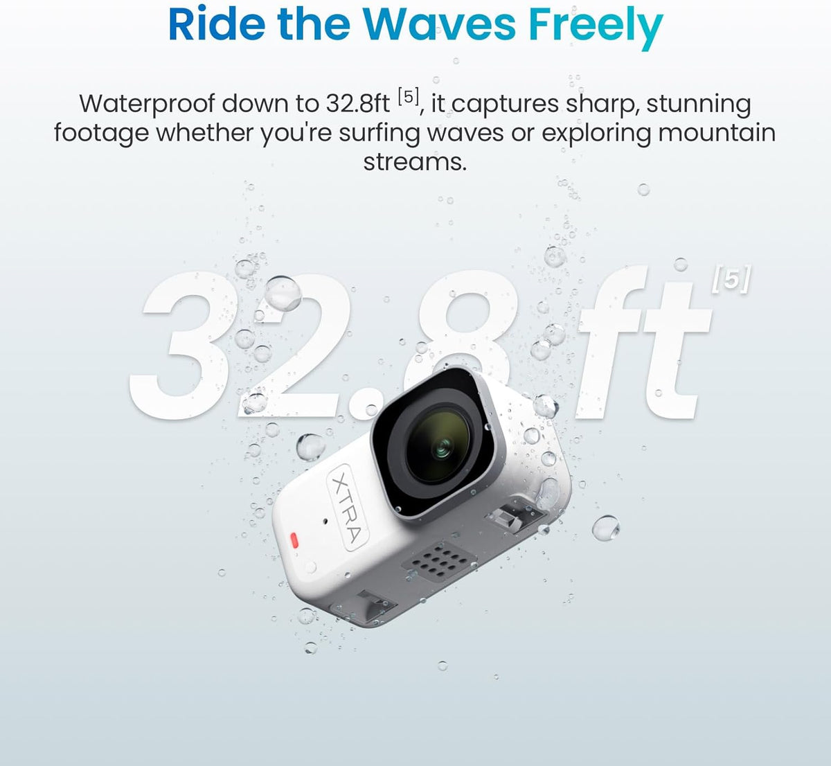 Xtra Atto Wearable 4K Action Camera (128GB), 54 g, Light and Compact, 1/1.3″ Sensor, 4K/60fps Video, 220‑Min Max Recording, 5-Min Pre-Recording, Built-in Stabilization, 600MB/s Fast Transfer