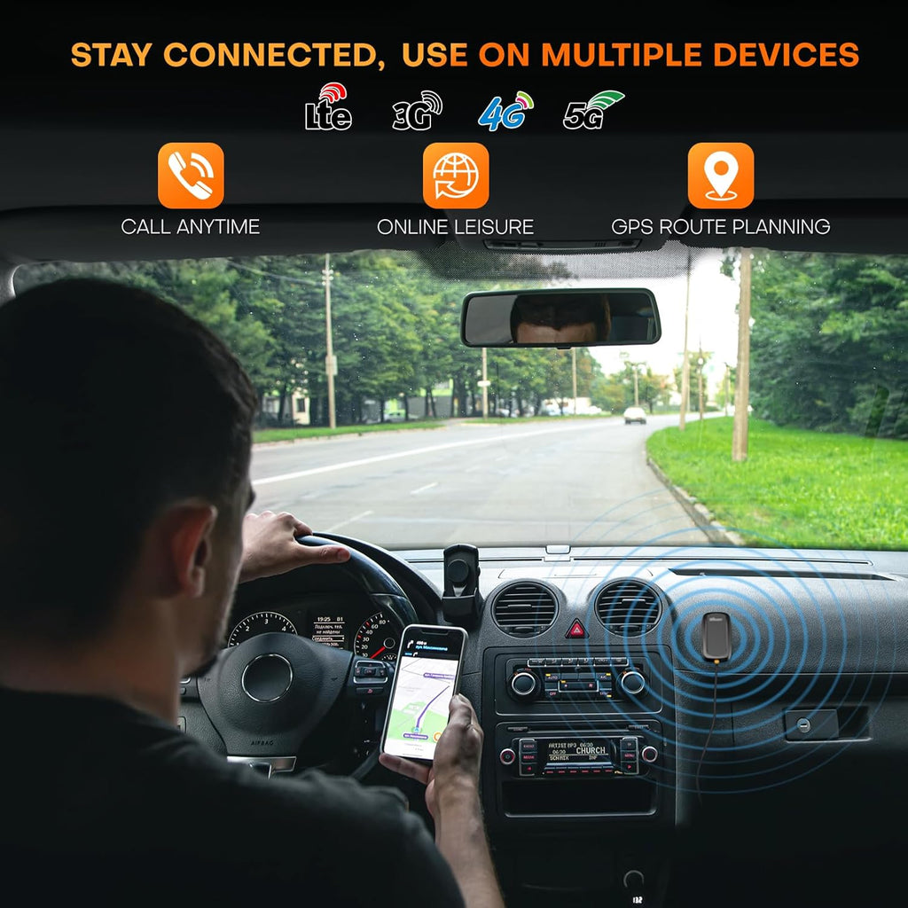 HiBoost Cell Phone Booster for Car and SUV Pickup, Signal Booster 5G & 4G LTE for All U.S. Carriers Verizon, AT&T, T-Mobile, with Enhanced Magnetic Roof Antenna | FCC Approved
